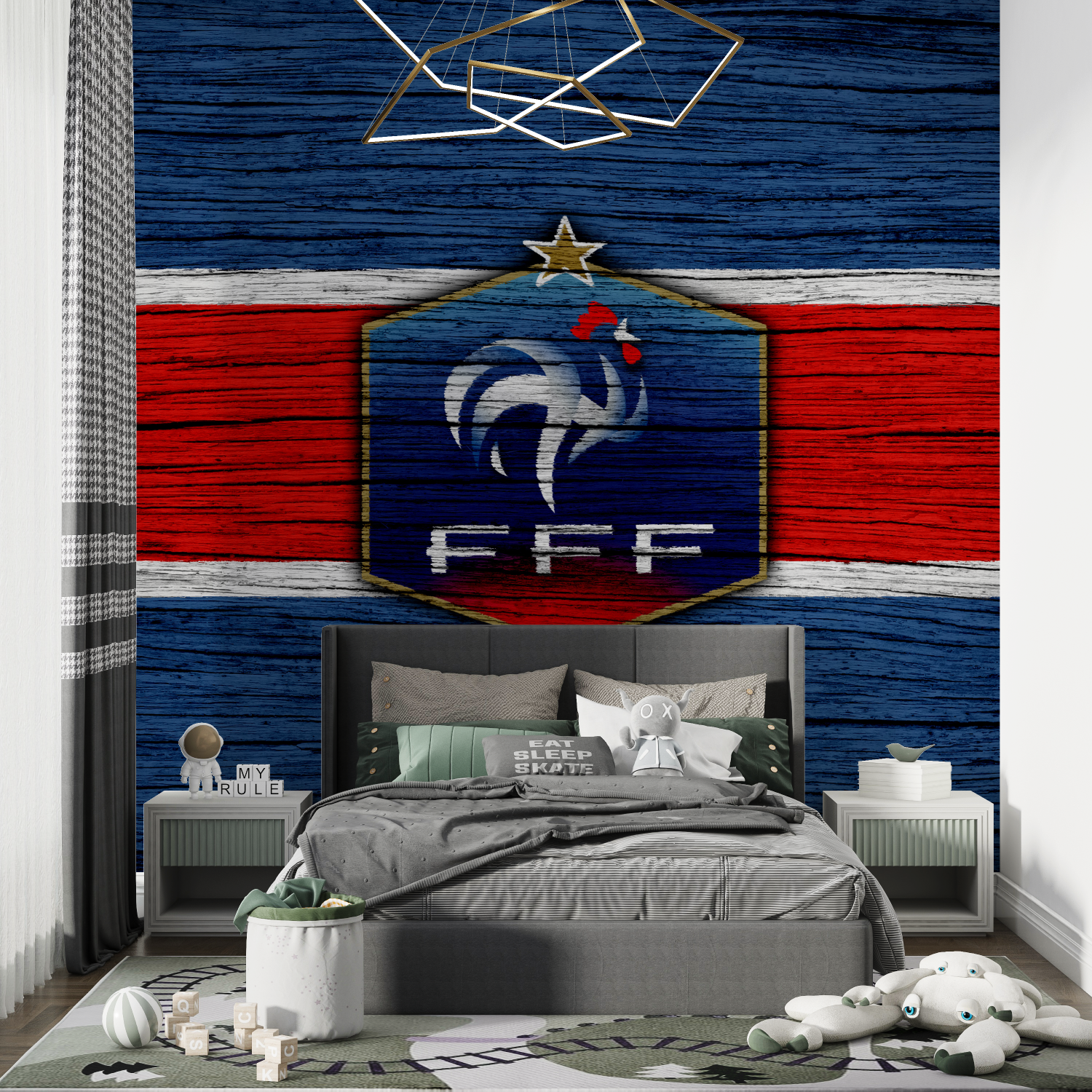 Papier peint equipe de france foot chambre de garcon