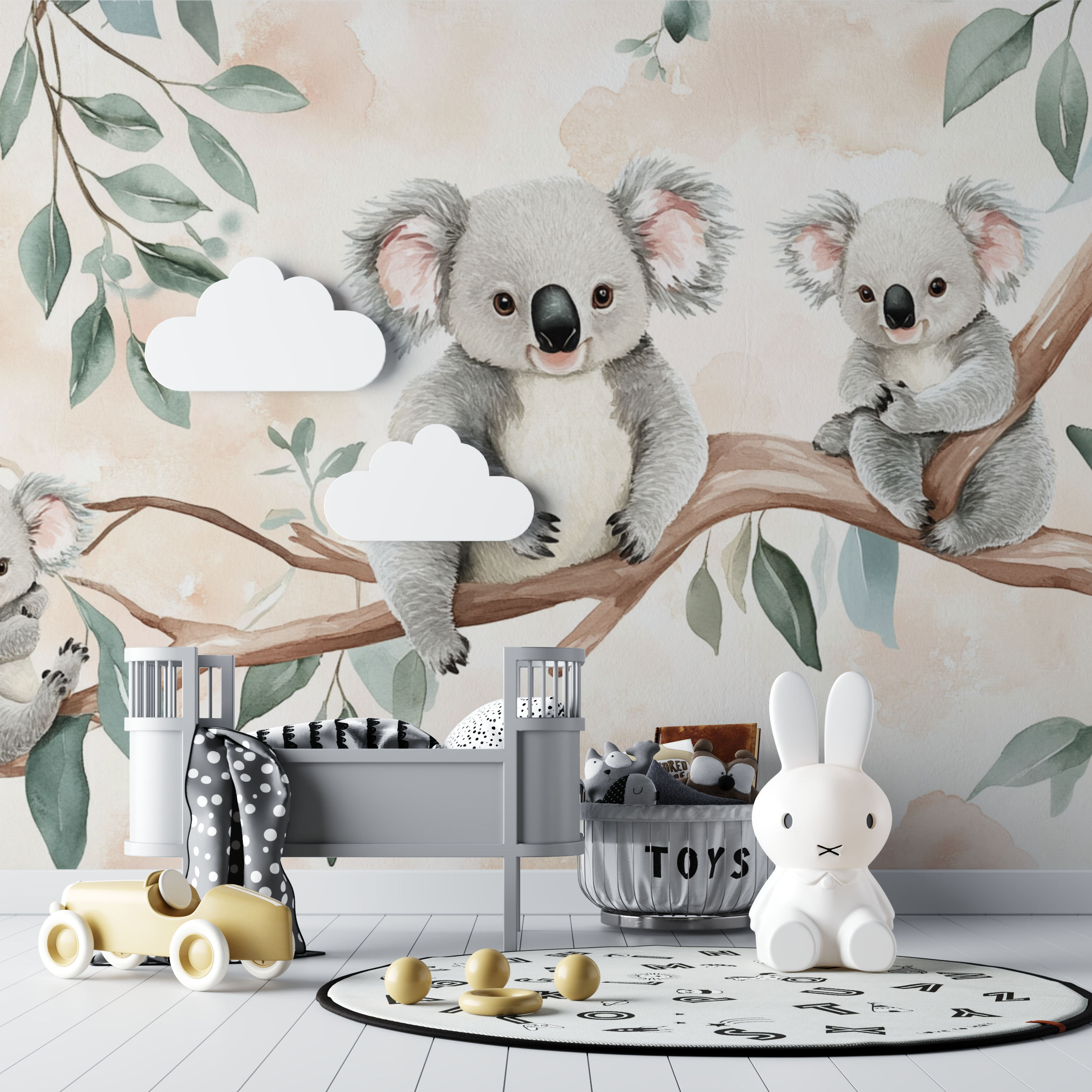 Papier peint koala et rosee du matin bebe tipi