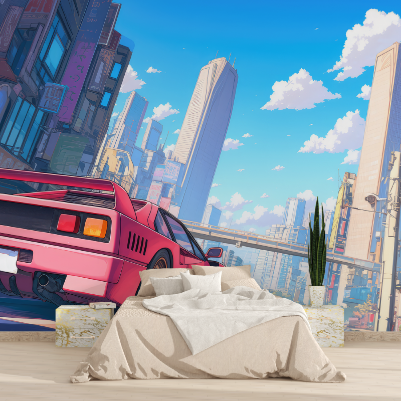 Papier peint voiture style anime 1815