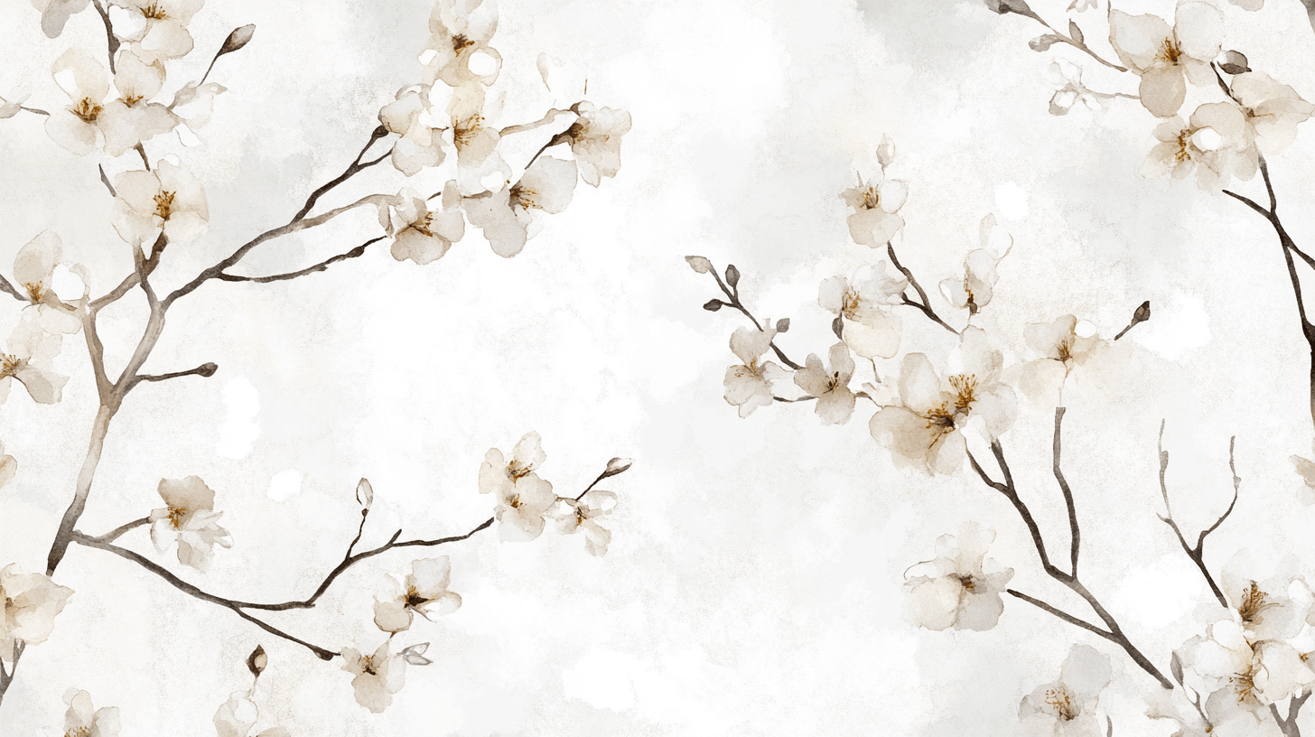 Papier Peint Aquarelle Branches Fleuries Tendance