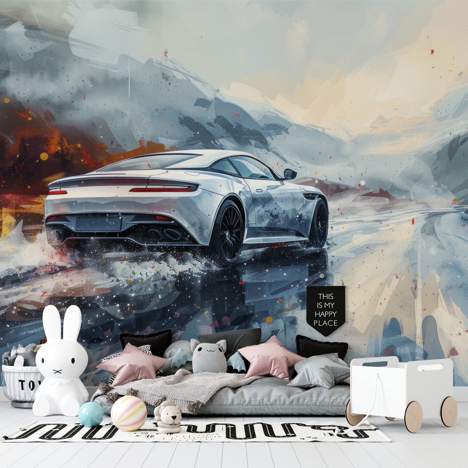 Papier peint 3d adulte tuning voiture tapisserie garcon