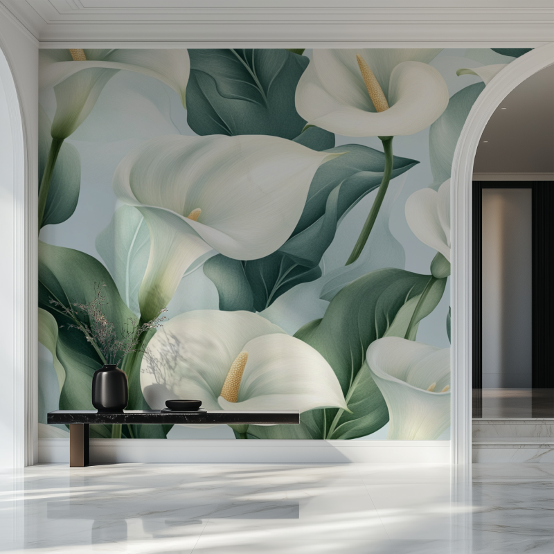 Papier peint fleur calla salon beau