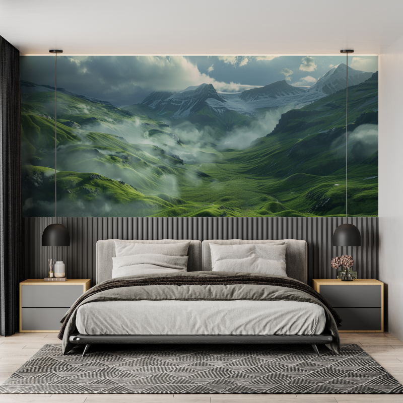 Papier peint panoramique montagne 3d mural adulte