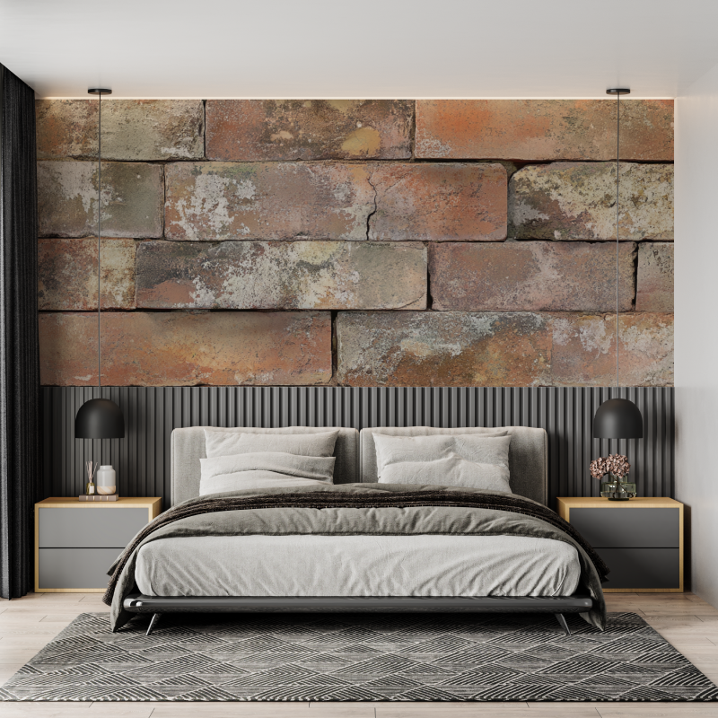 Papier peint terracotta effet m...eilli texture mural adulte