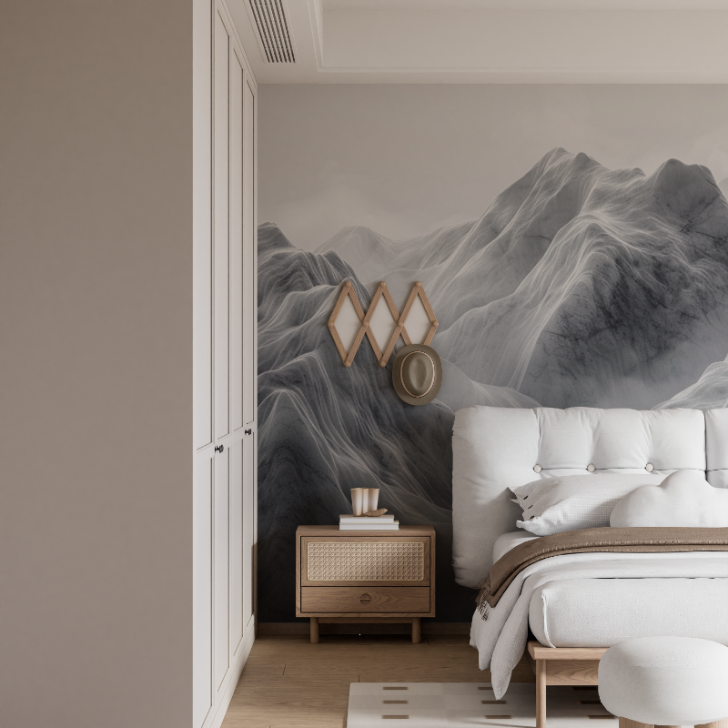 Papier peint matin brumeux mont blanc abstrait mural