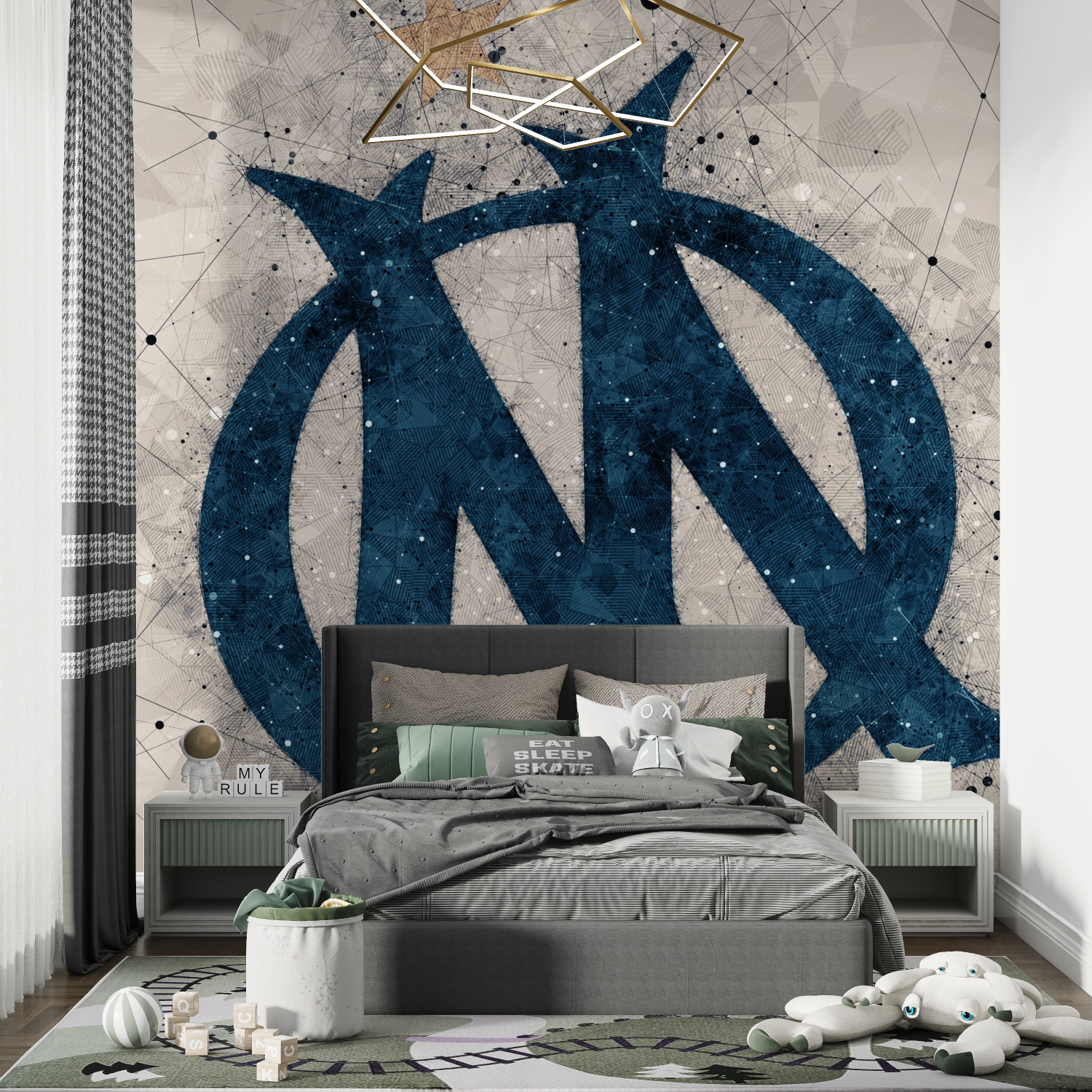 Papier peint foot marseille chambre de garcon