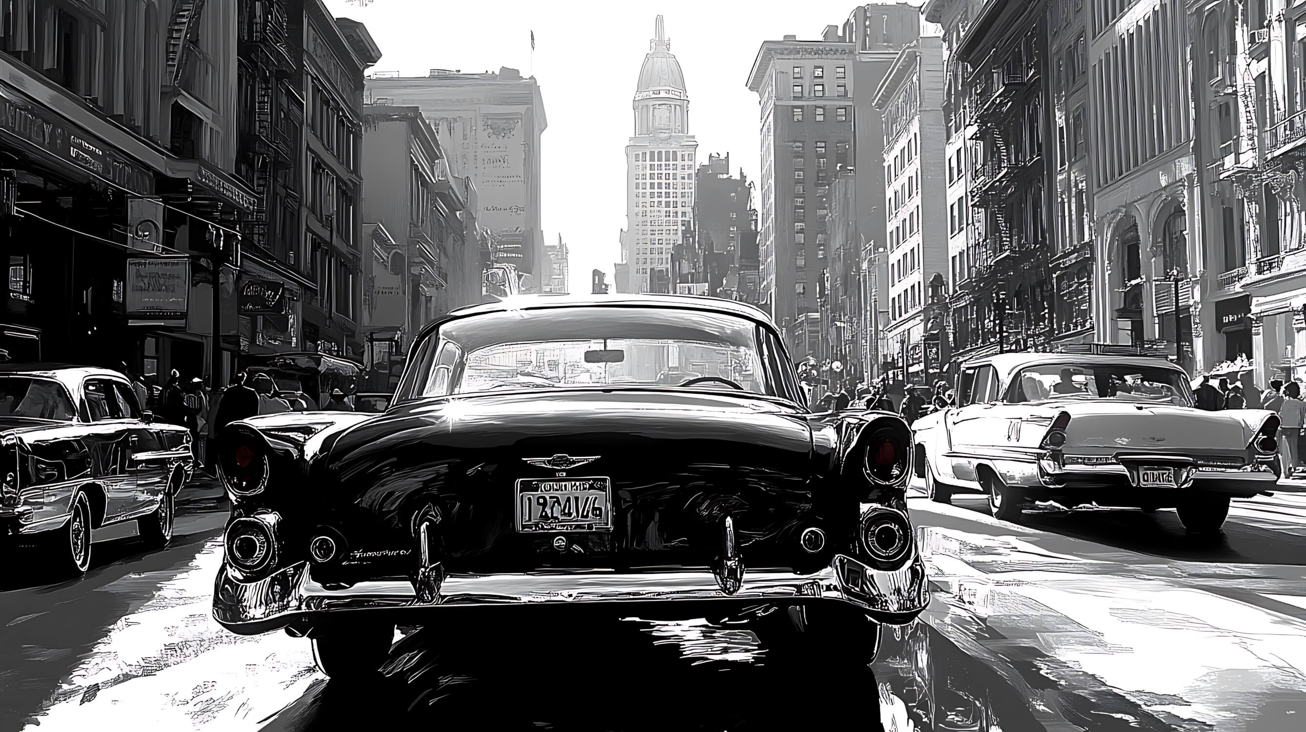 Papier Peint Noir Et Blanc Voiture Vintage