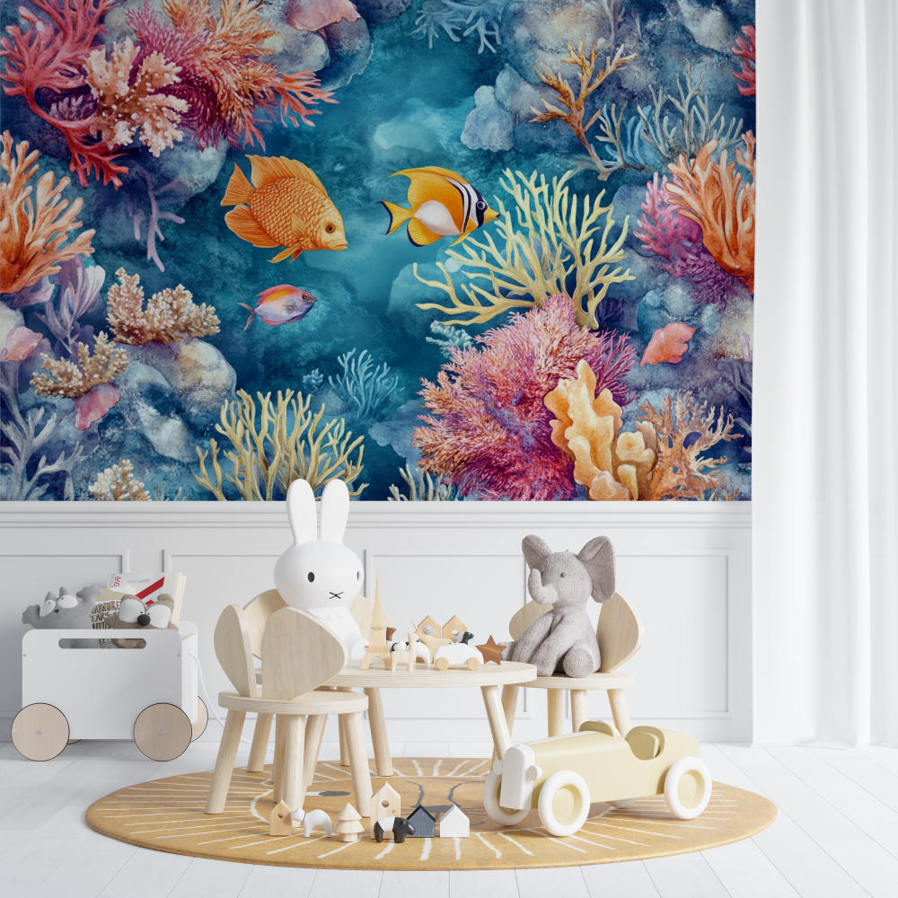 Papier peint marin poisson au fond de leau chambre de bebe
