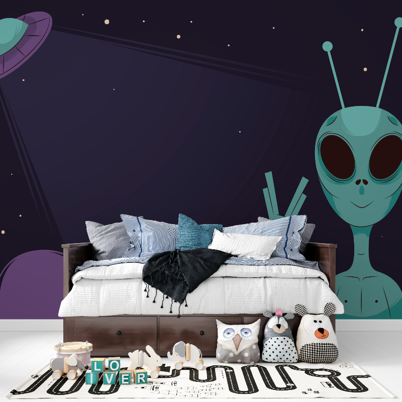 Papier peint espace ovnis tapisserie pour ado