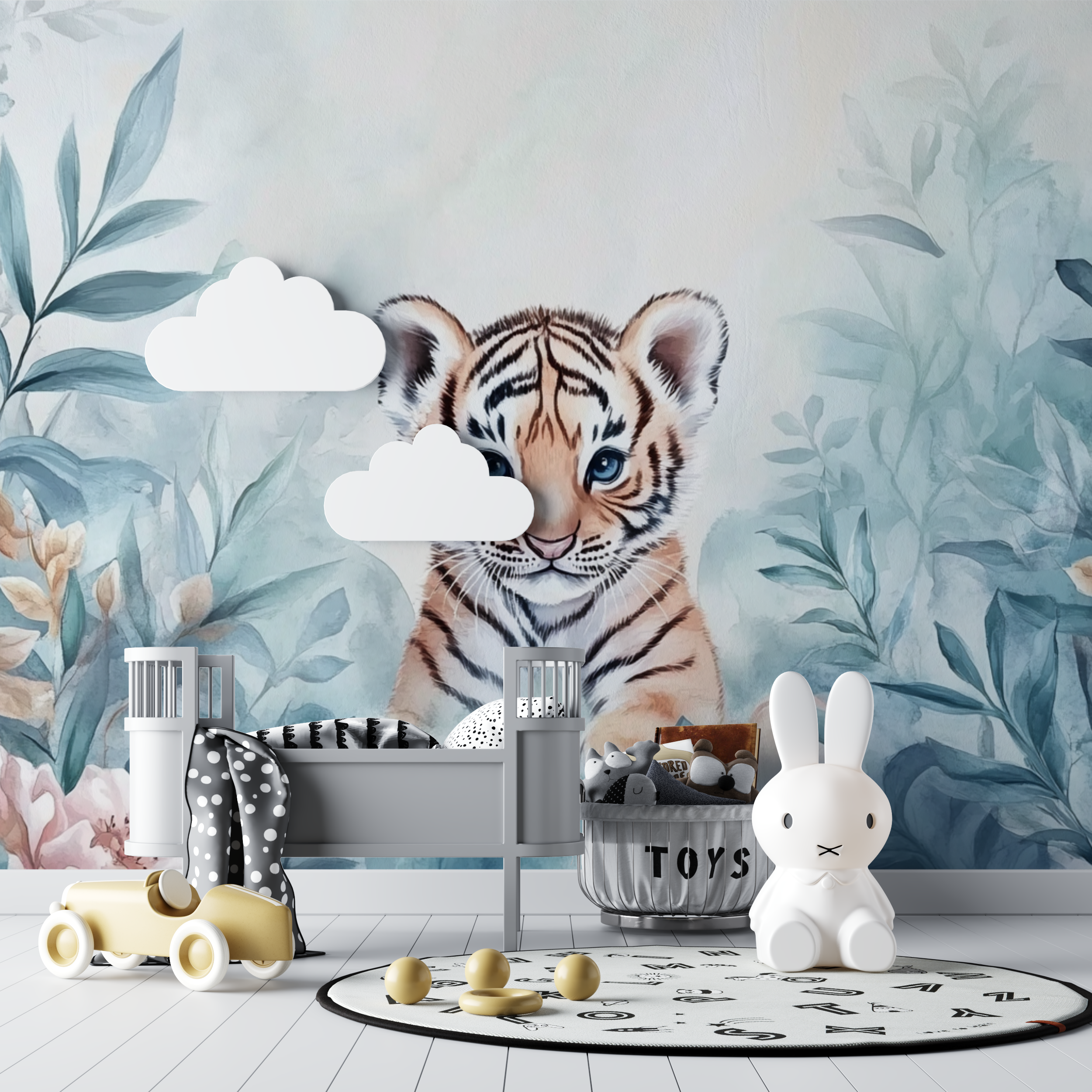 Papier peint tigre et foret enchantee bebe tipi