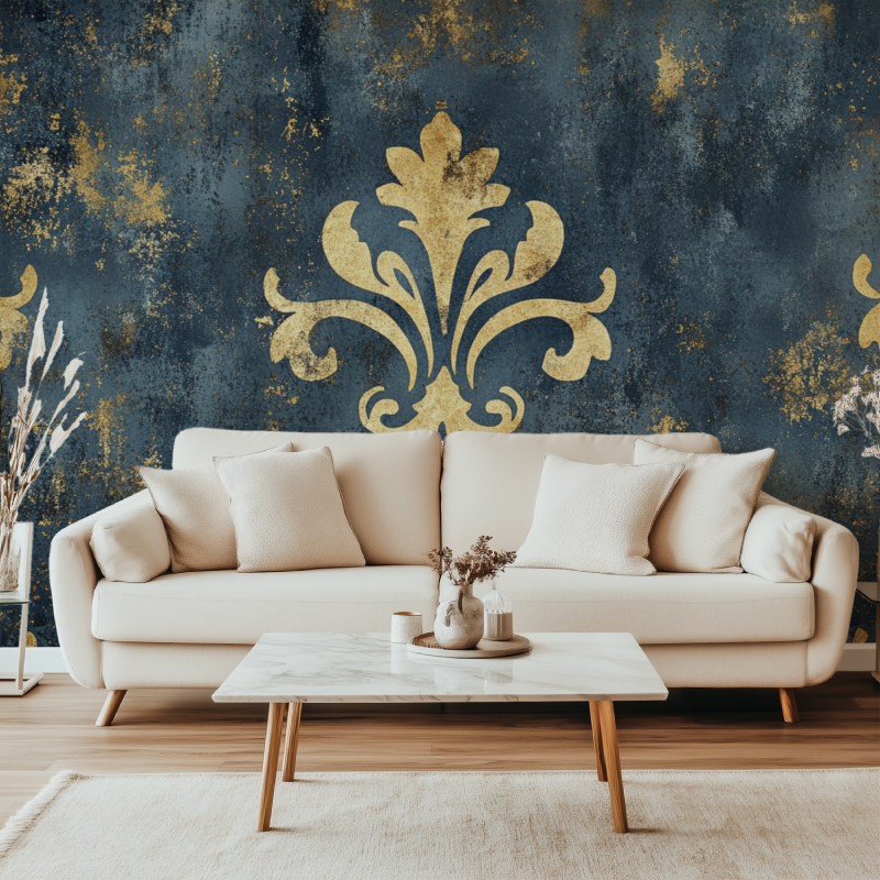 Papier peint fleur de lys canape simple