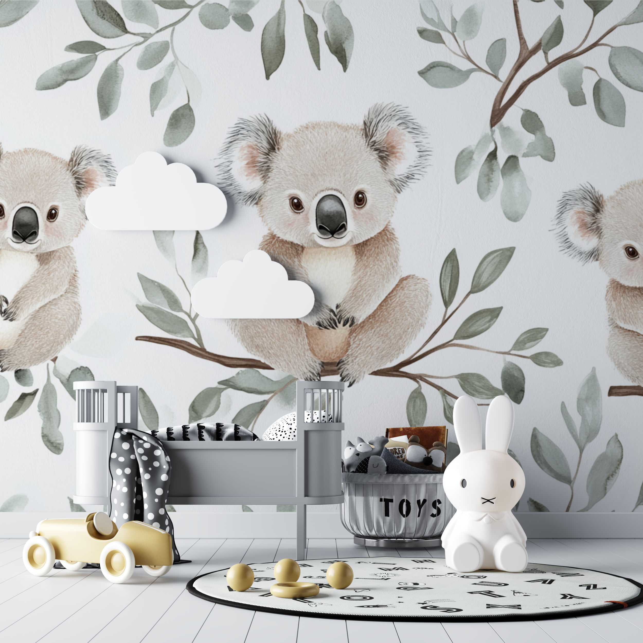Papier peint koala et douceur lactee bebe tipi