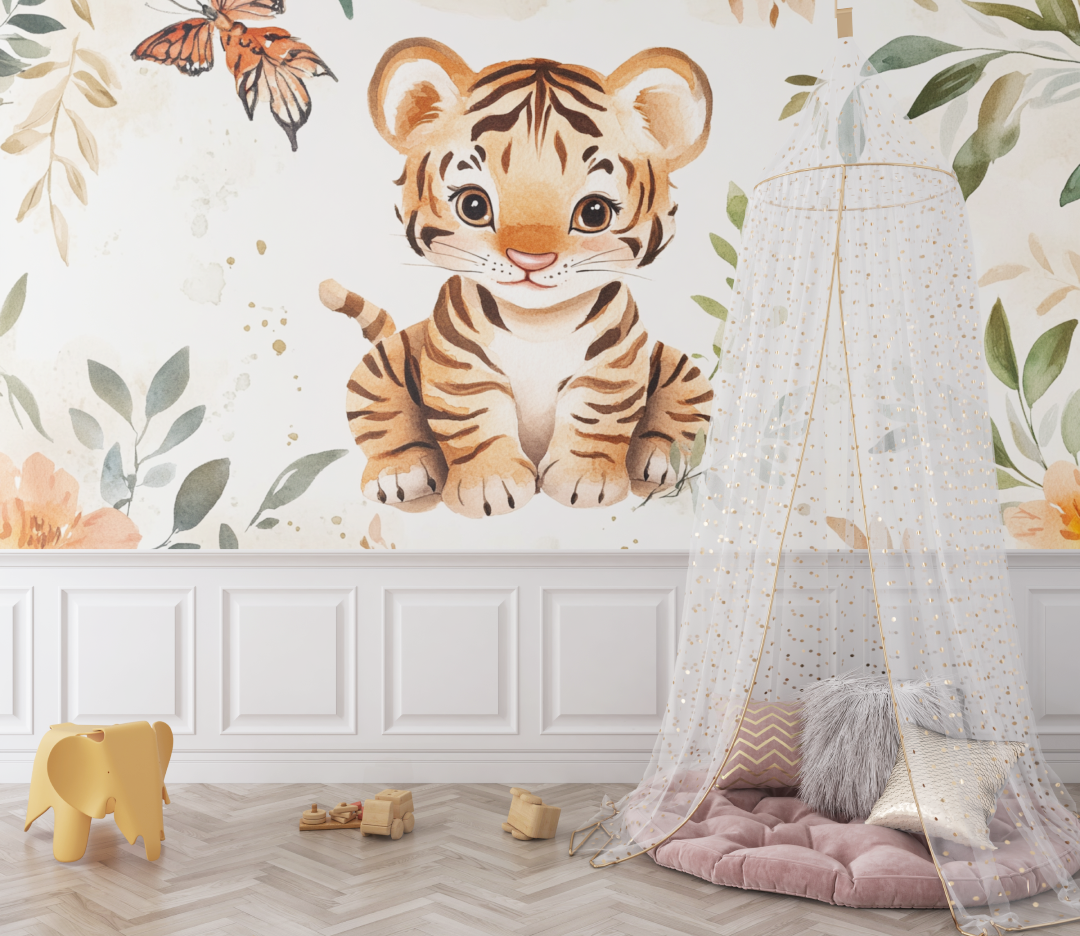 Papier peint tigre safari enfant bebe
