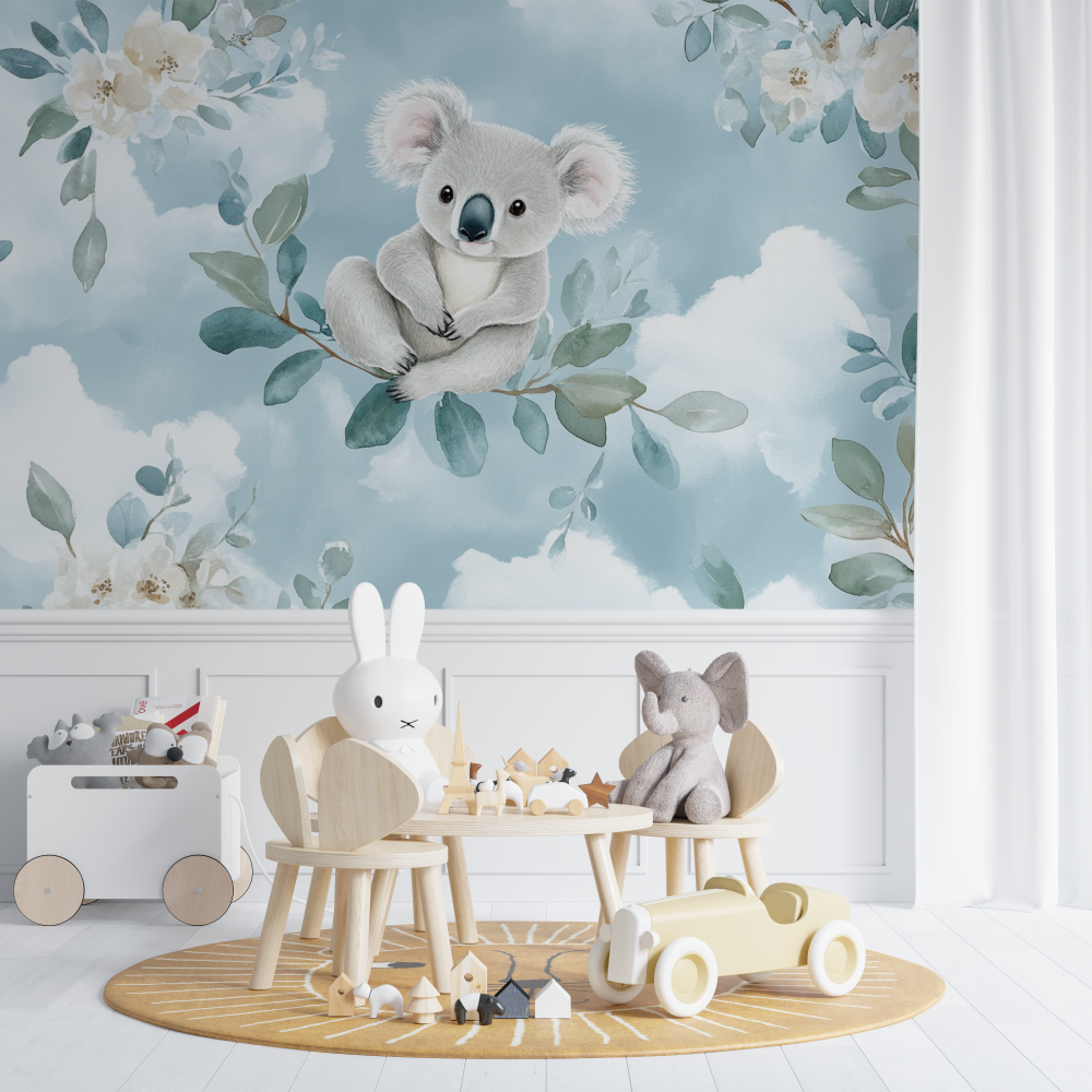 Papier peint koala doux et cotonneux chambre de bebe