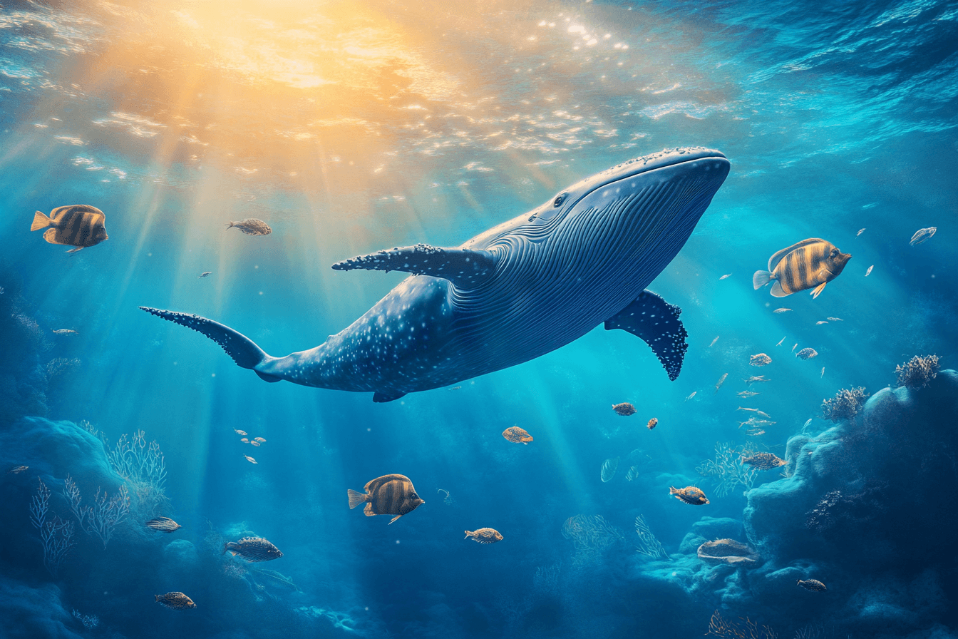 Papier Peint Marin Thème Baleine et Océan