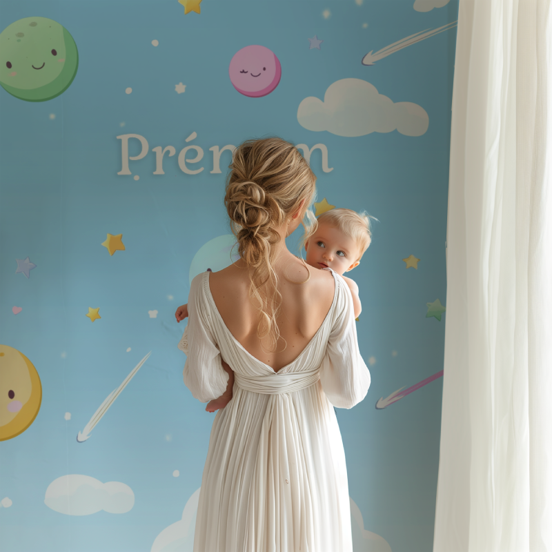 Papier peint prenom planetes bb123