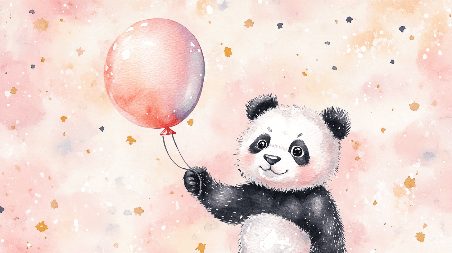 Papier Peint Panda Avec Ballon