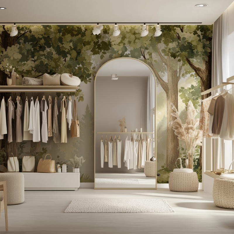 Papier peint arbre hibou champignon dressing