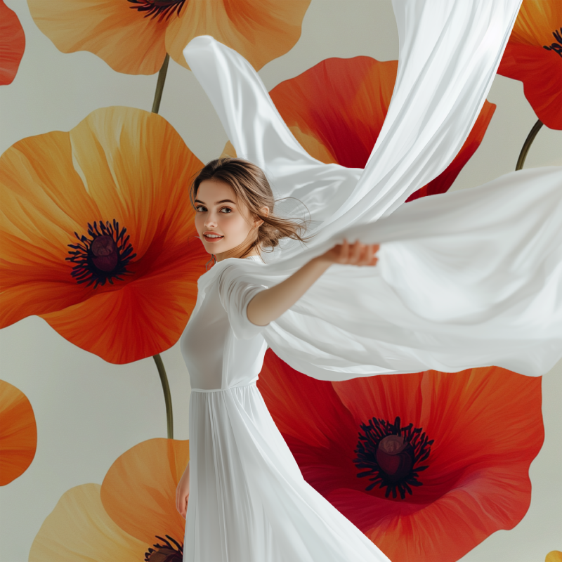 Papier peint fleur coquelicot modele