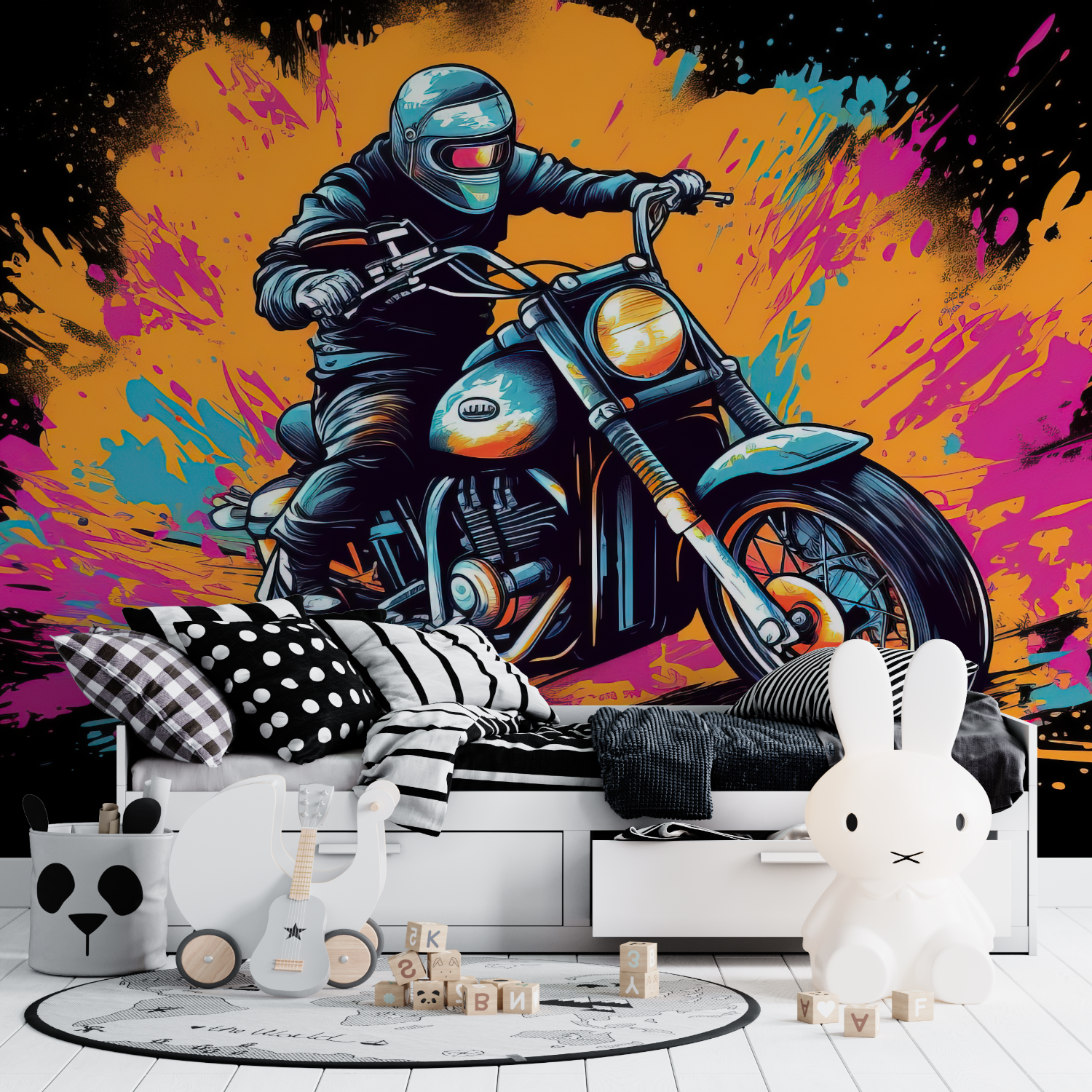 Papier peint graffiti moto tapisserie ado