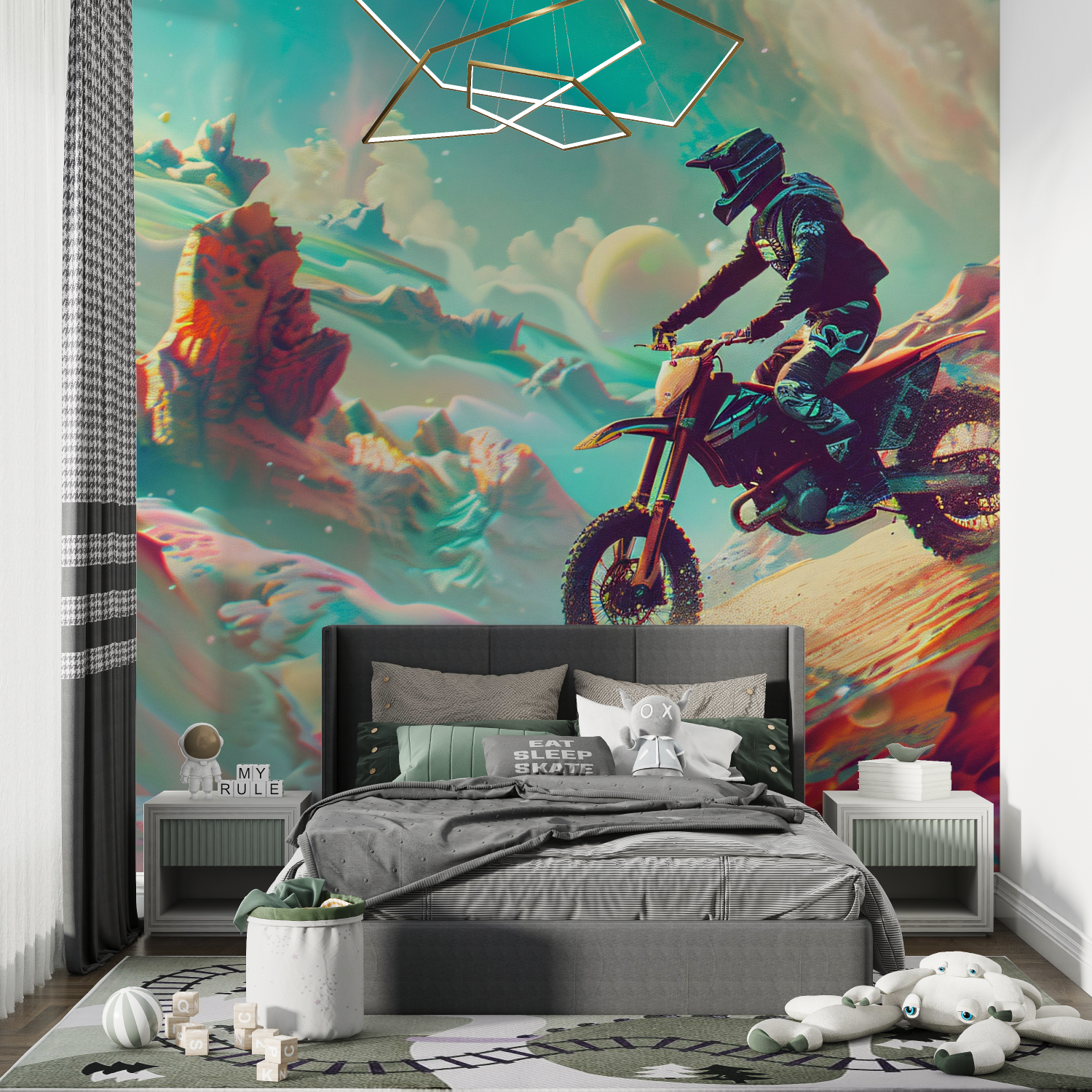 Papier peint motocross tapisserie chambre de garcon