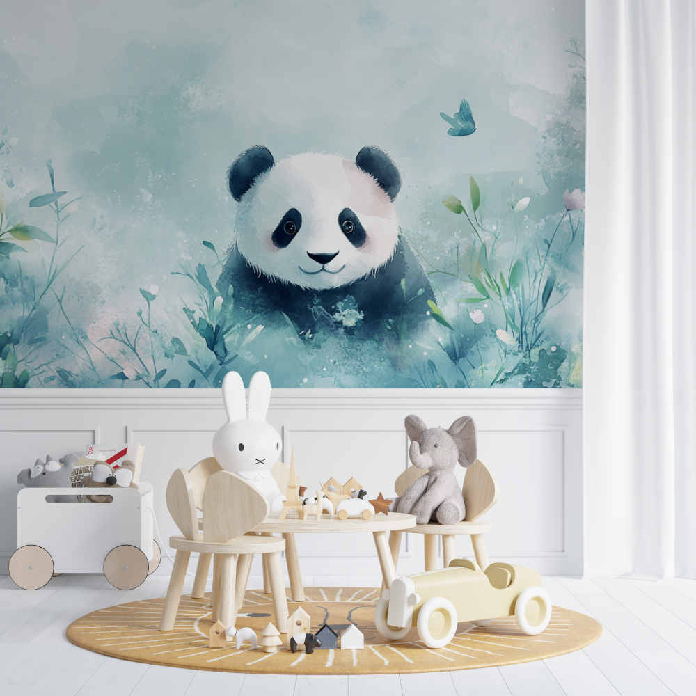 Papier peint panda ambiance feerique chambre de bebe
