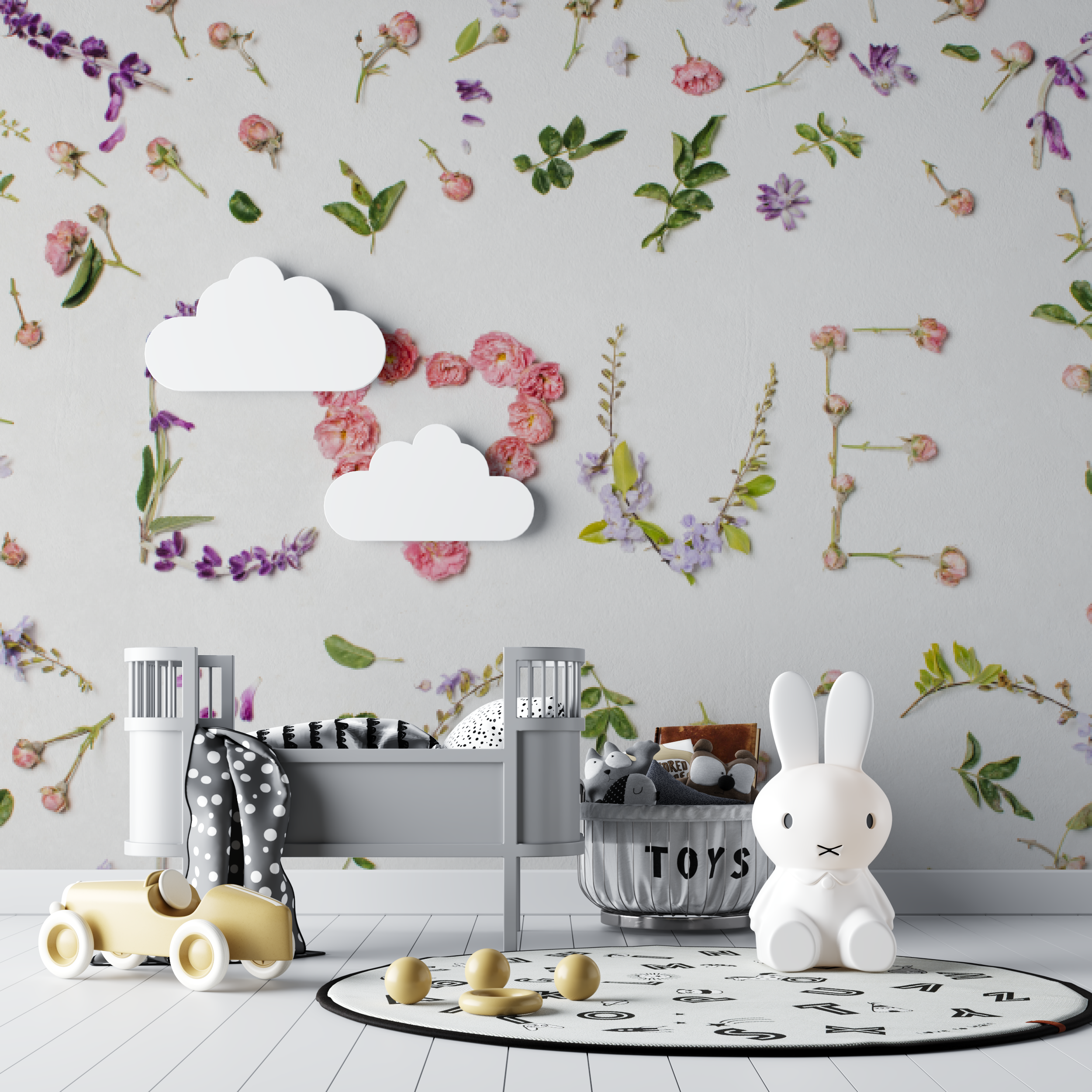 Papier peint Floral love pour bébé