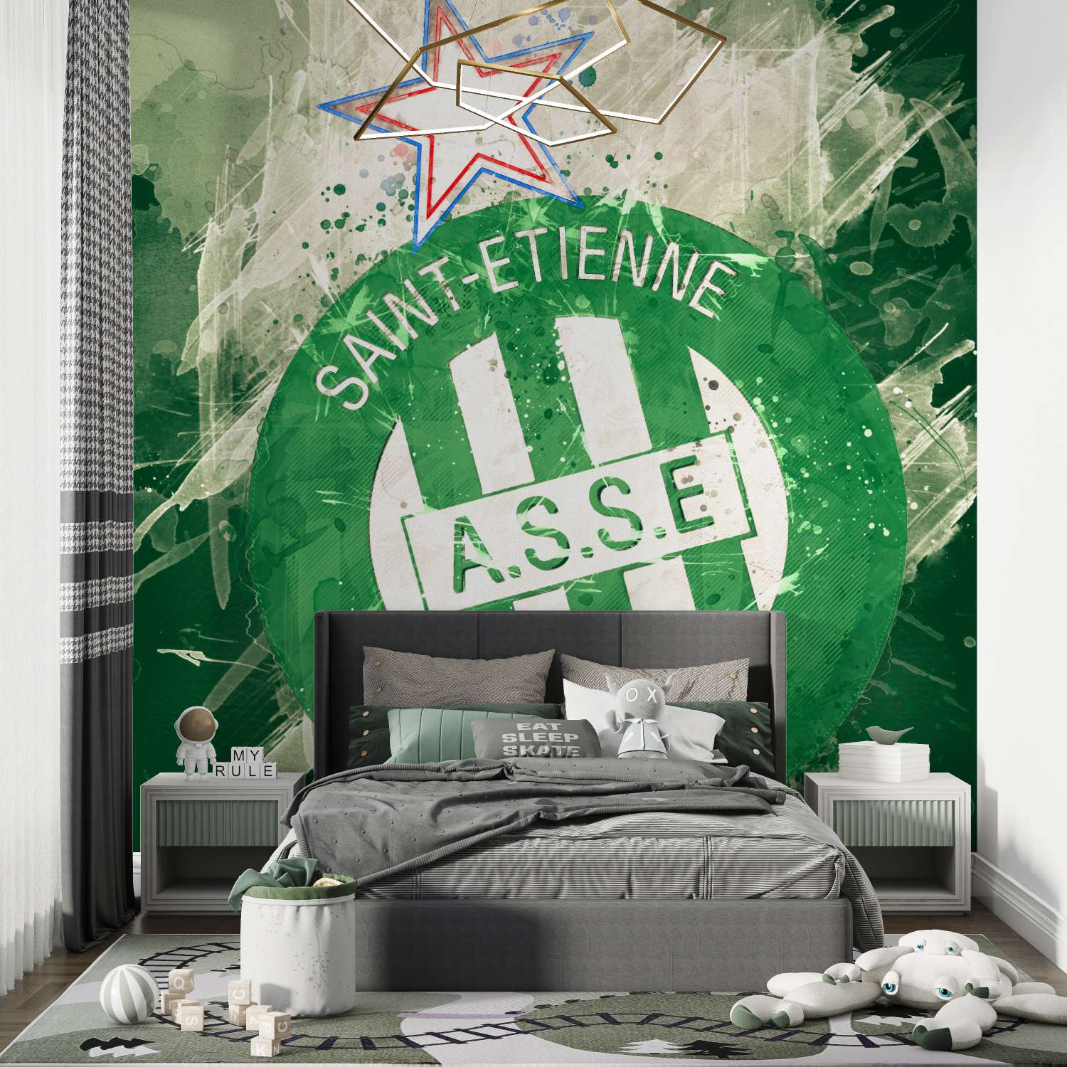 Papier peint foot asse chambre de garcon