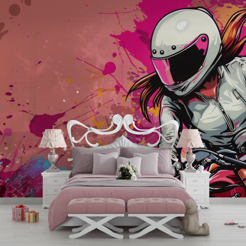 Papier peint moto fille chambre filles