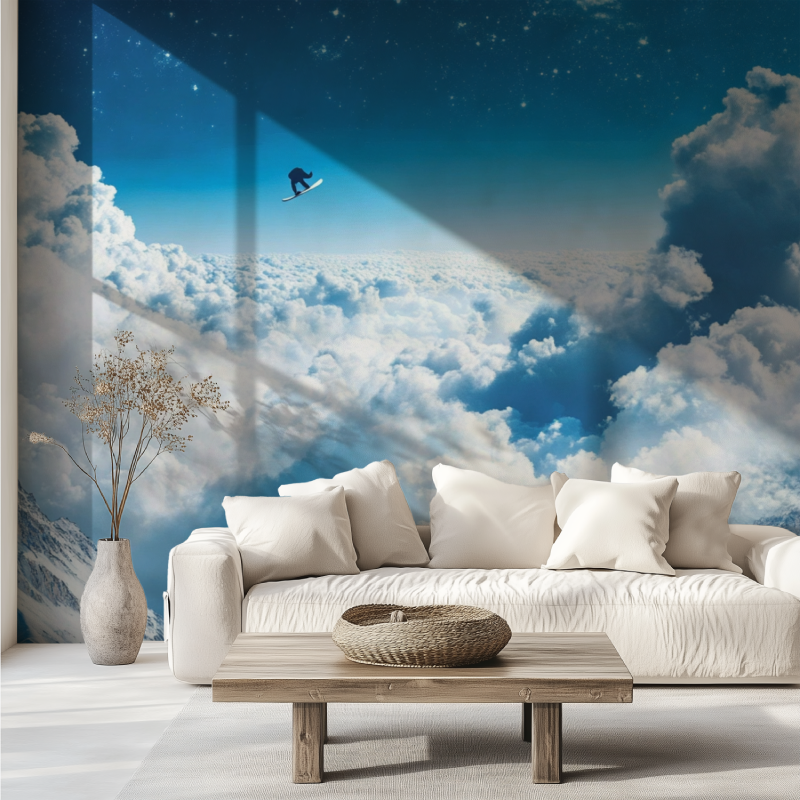 Papier peint trompe loeil plafond canape tendance