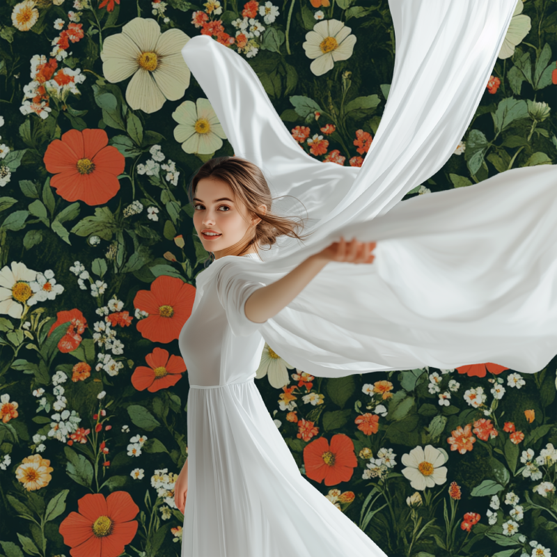 Papier peint fleur animaux vert modele