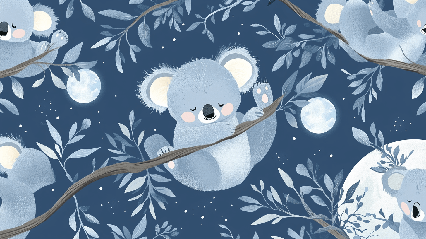 Papier Peint Koala Et Ombre De La Lune