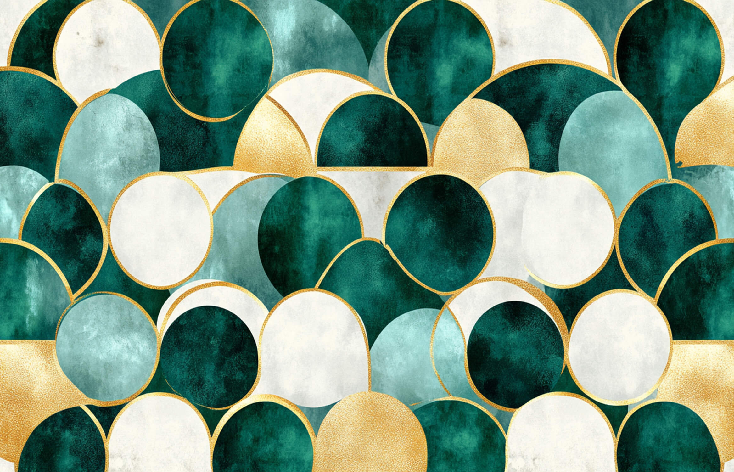 Papier Peint Vert Bleu Doré