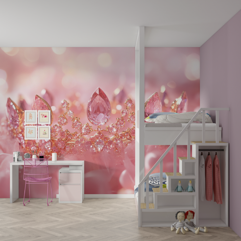 Papier peint princesse couronne en diamant mur chambre fille
