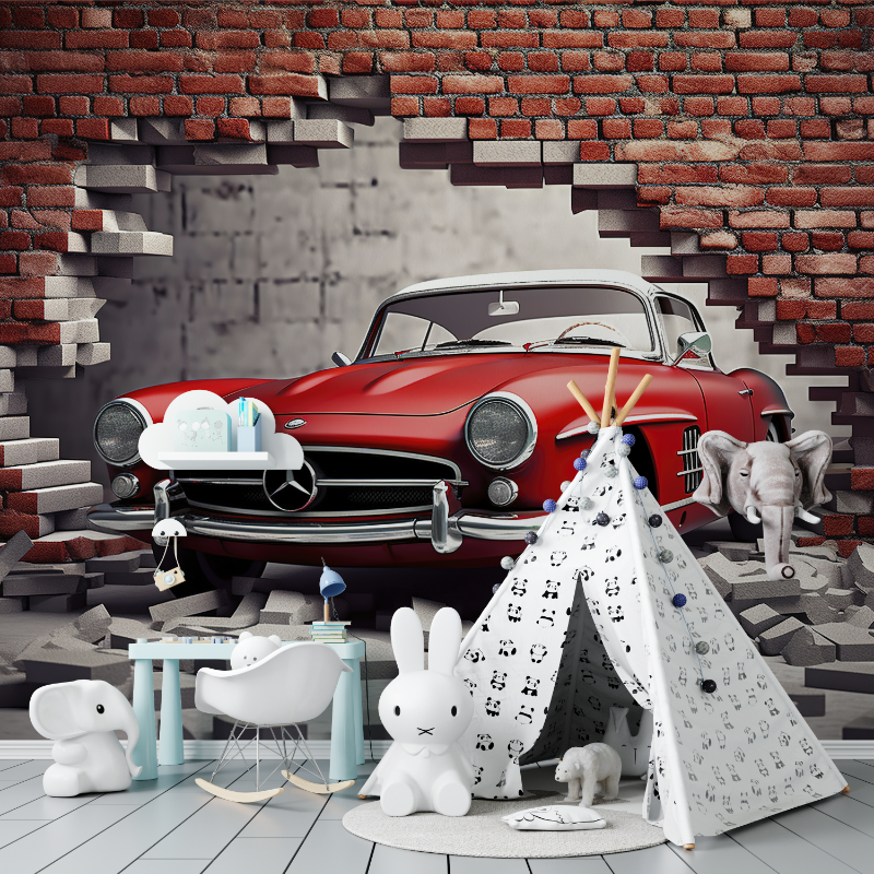 Papier peint chambre garcon voiture tapisserie murs