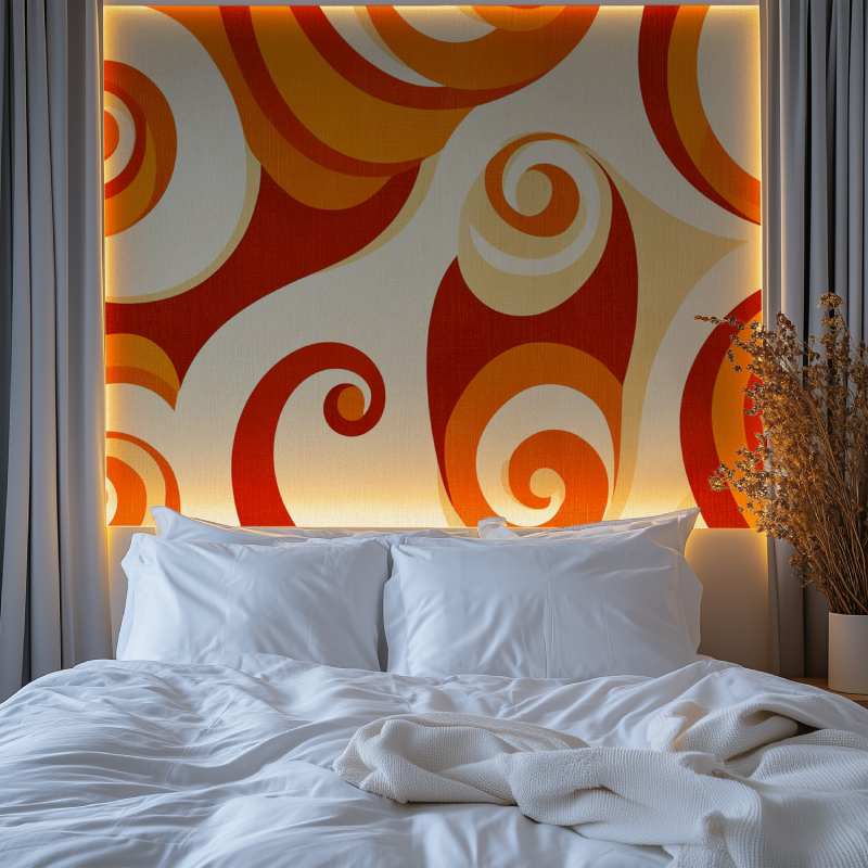 Papier peint vintage retro orange chambre premium