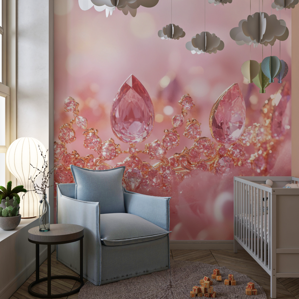 Papier peint princesse couronne en diamant chambre de fille