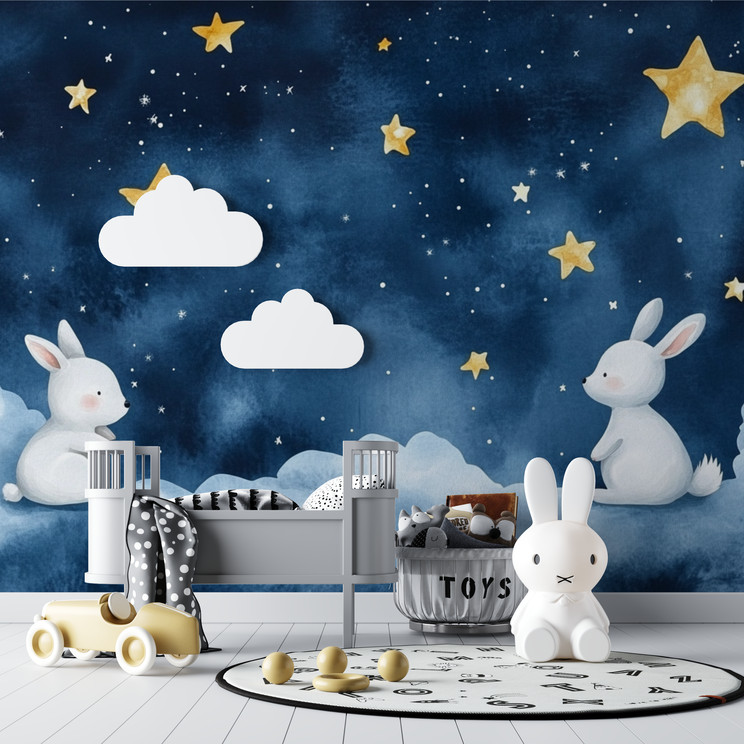 Papier peint constellation et copains bebe tipi