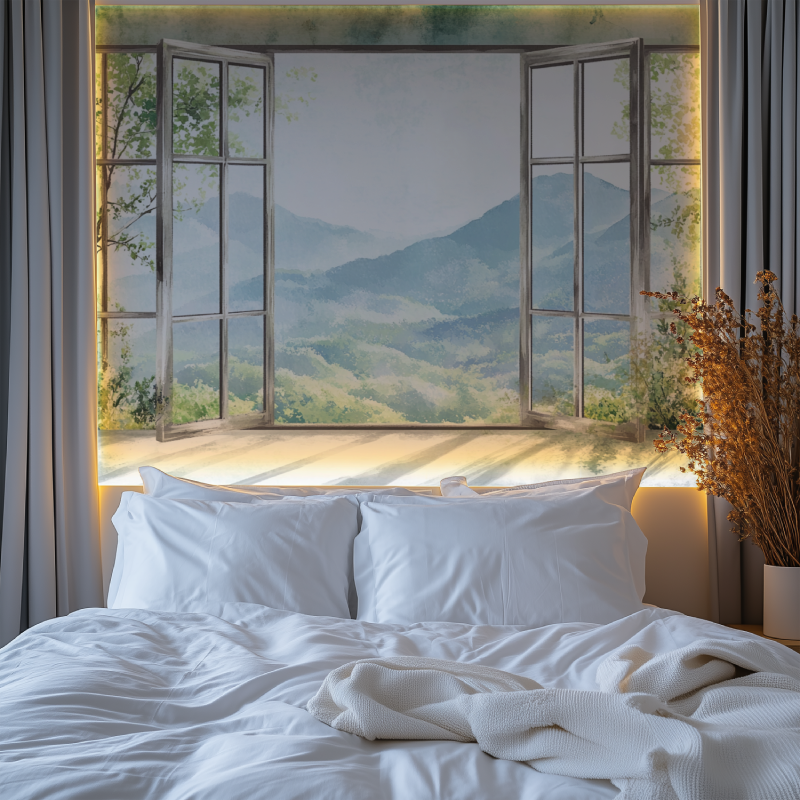 Papier peint fenetre trompe loeil chambre tendanc