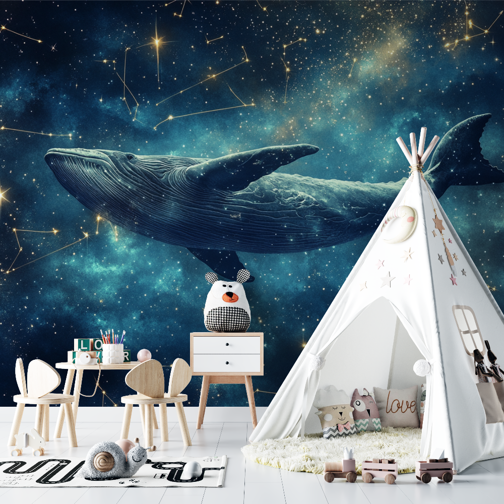 Papier peint marin cachalot et etoiles chambre bebe
