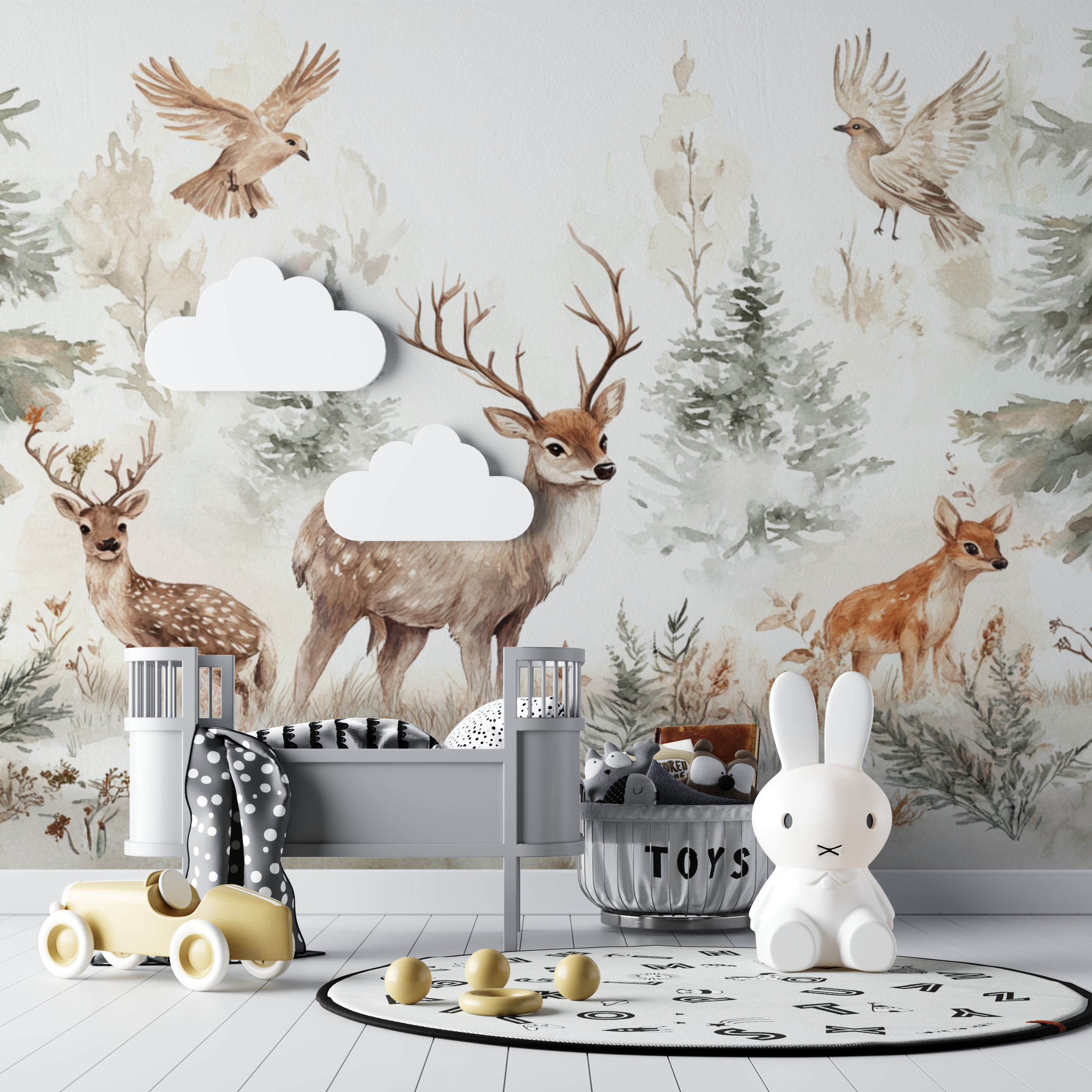 Papier peint animaux foret bebe enchante bebe tipi