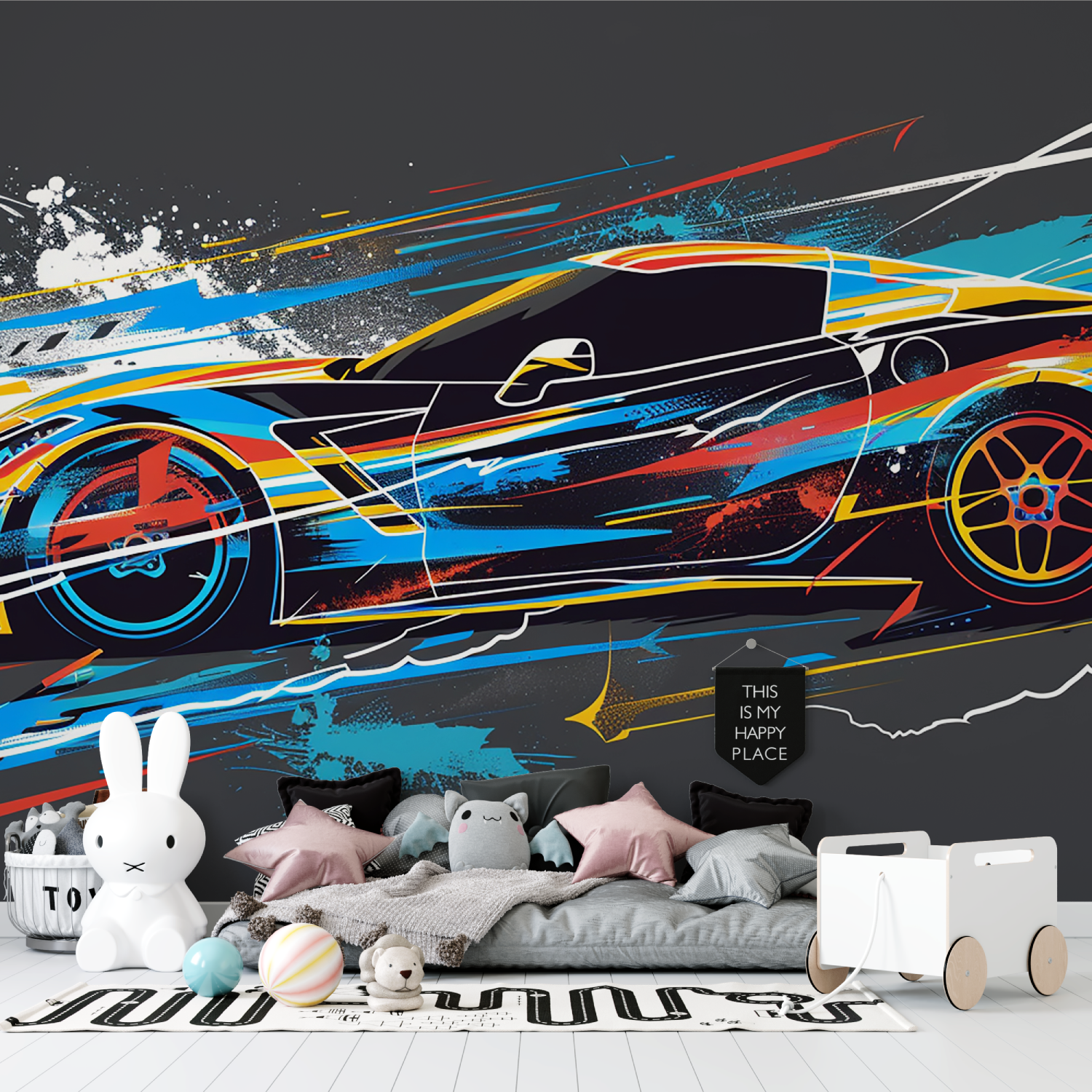 Papier peint voiture pour ados tapisserie garcon