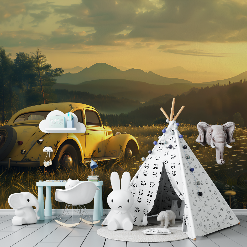 Papier peint voiture coccinelle tapisserie murs