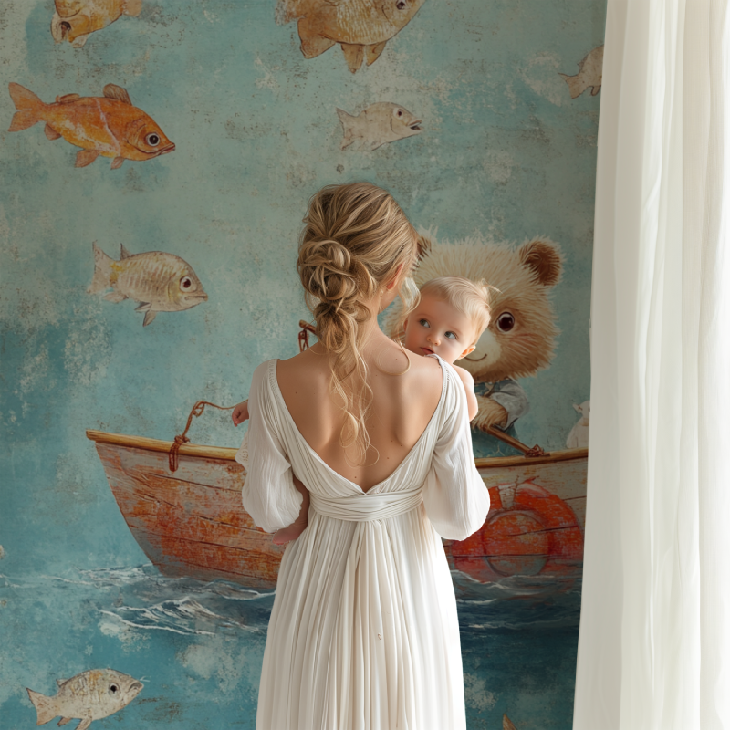 Papier peint marin petit pecheur bb123