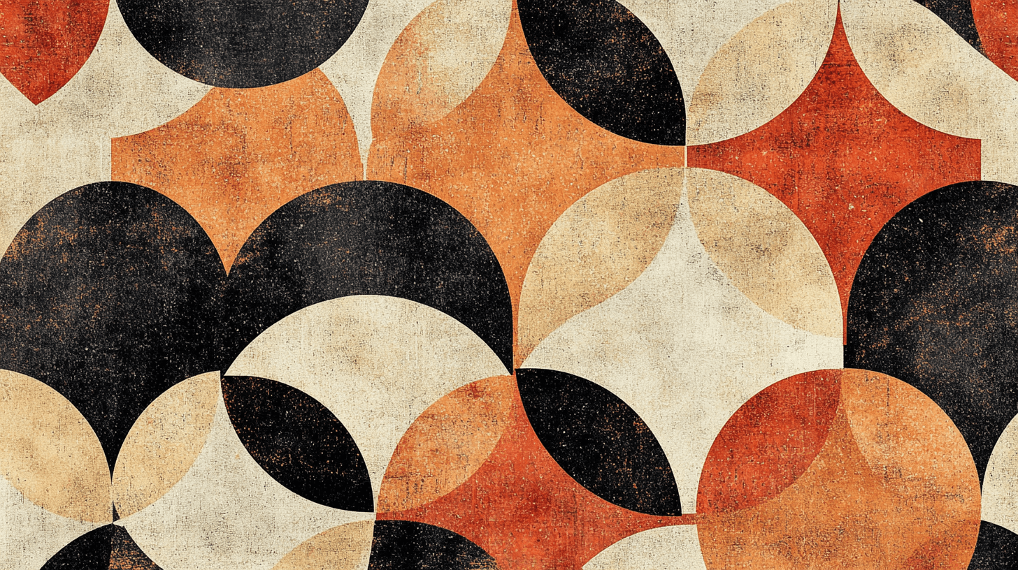 Papier Peint Vintage Orange Geometrique