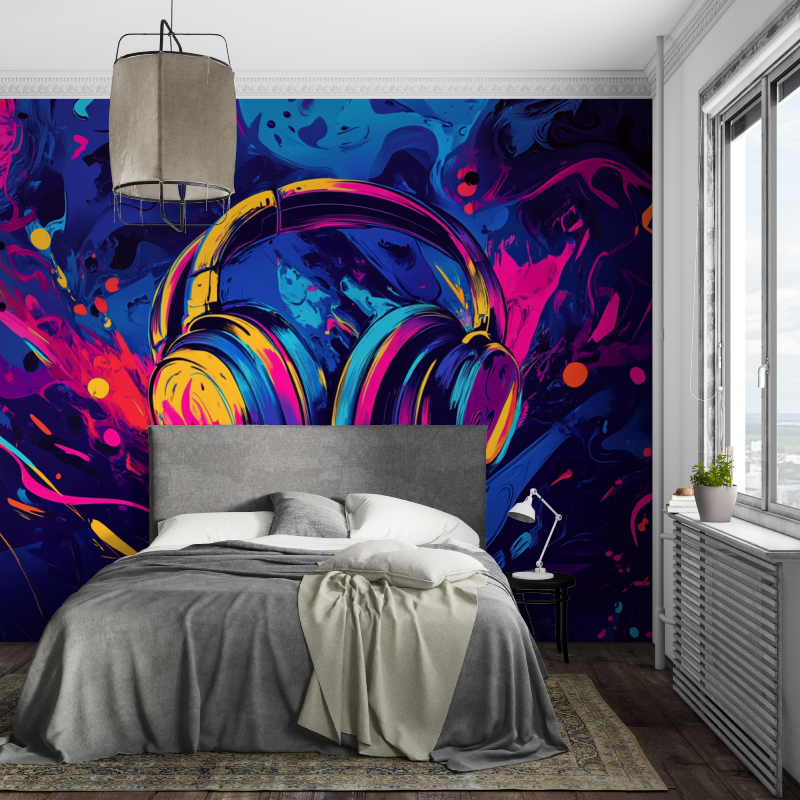 Papier peint casque couleur ados piece ados