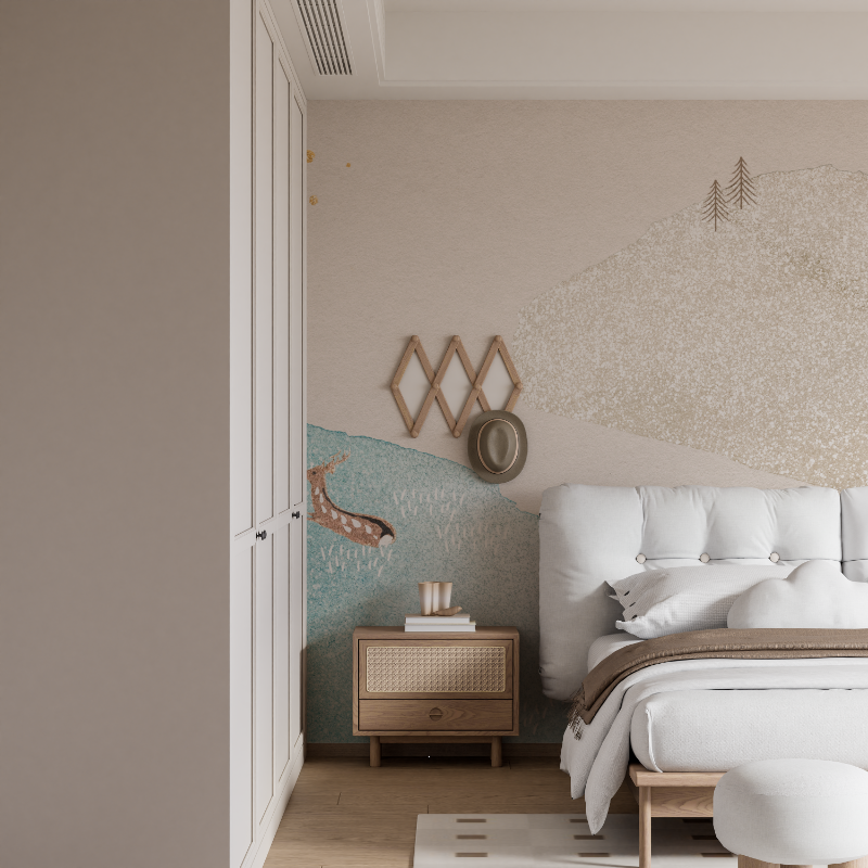 Papier peint aquarelle biches mural