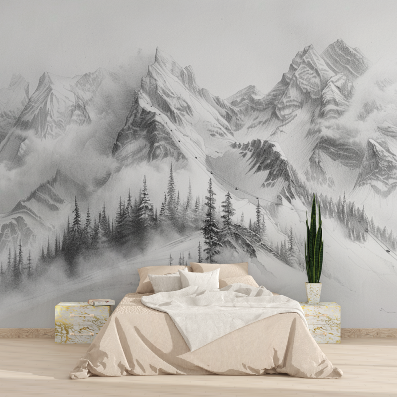 Papier peint montagne sommet de chamonix tapisserie 2025