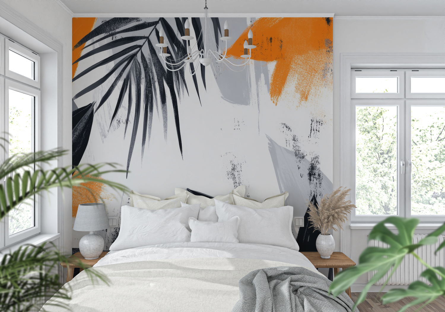 Papier Peint Avec Du Orange - tendance mur