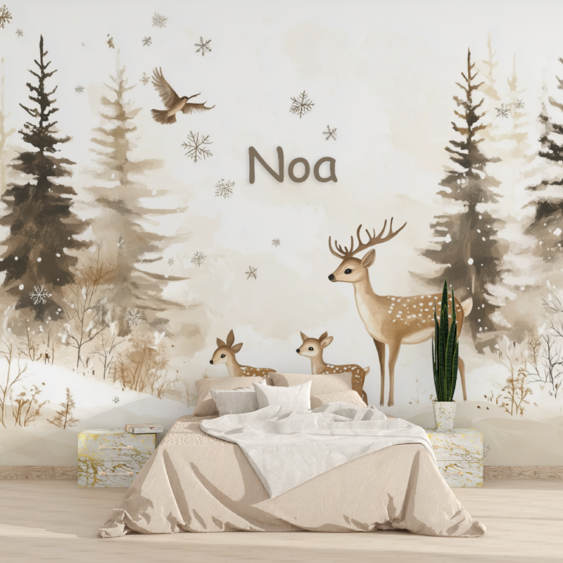 Papier peint prenom cerfs foret 1815